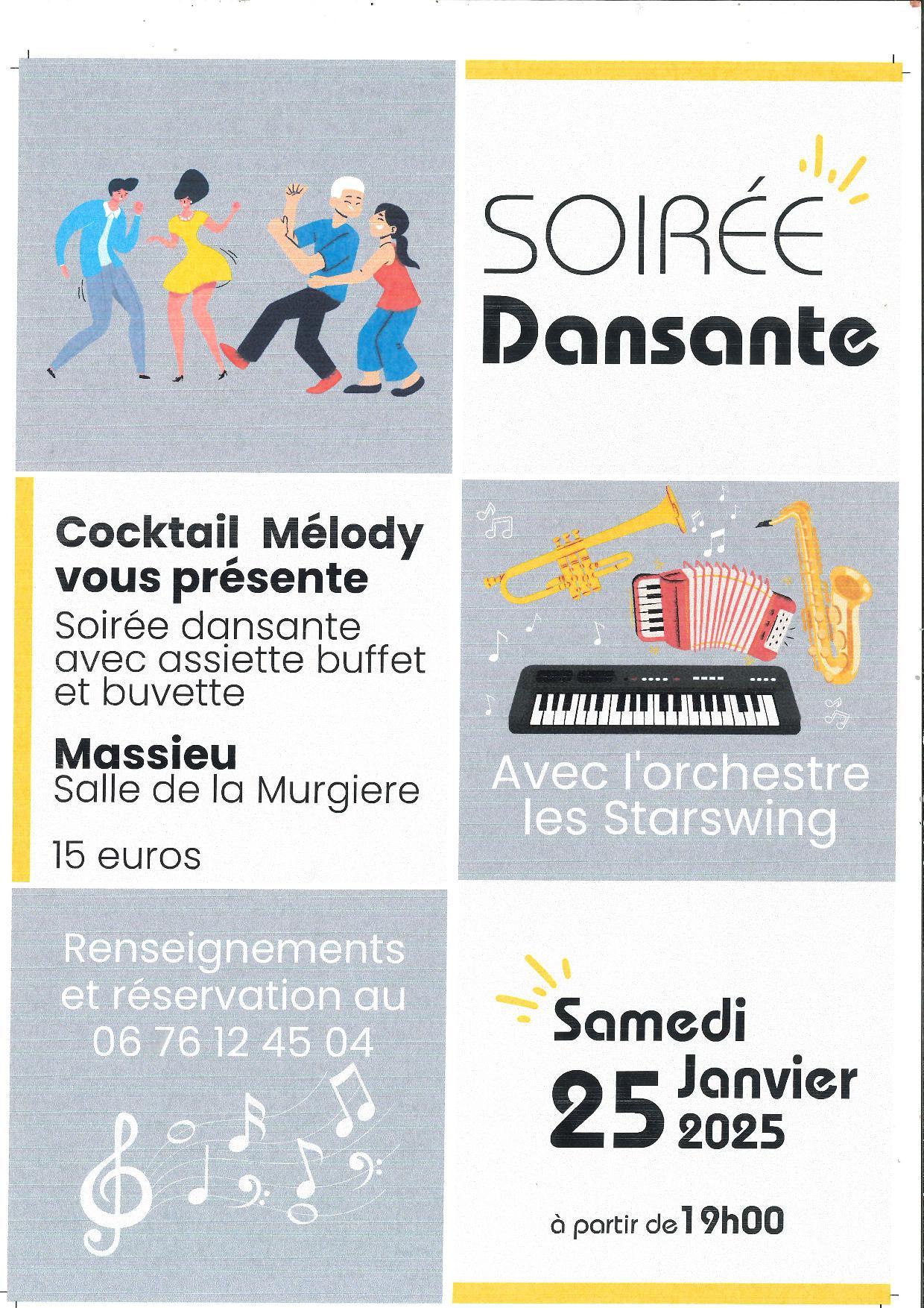 Affiche soiree dansante cocktail melody