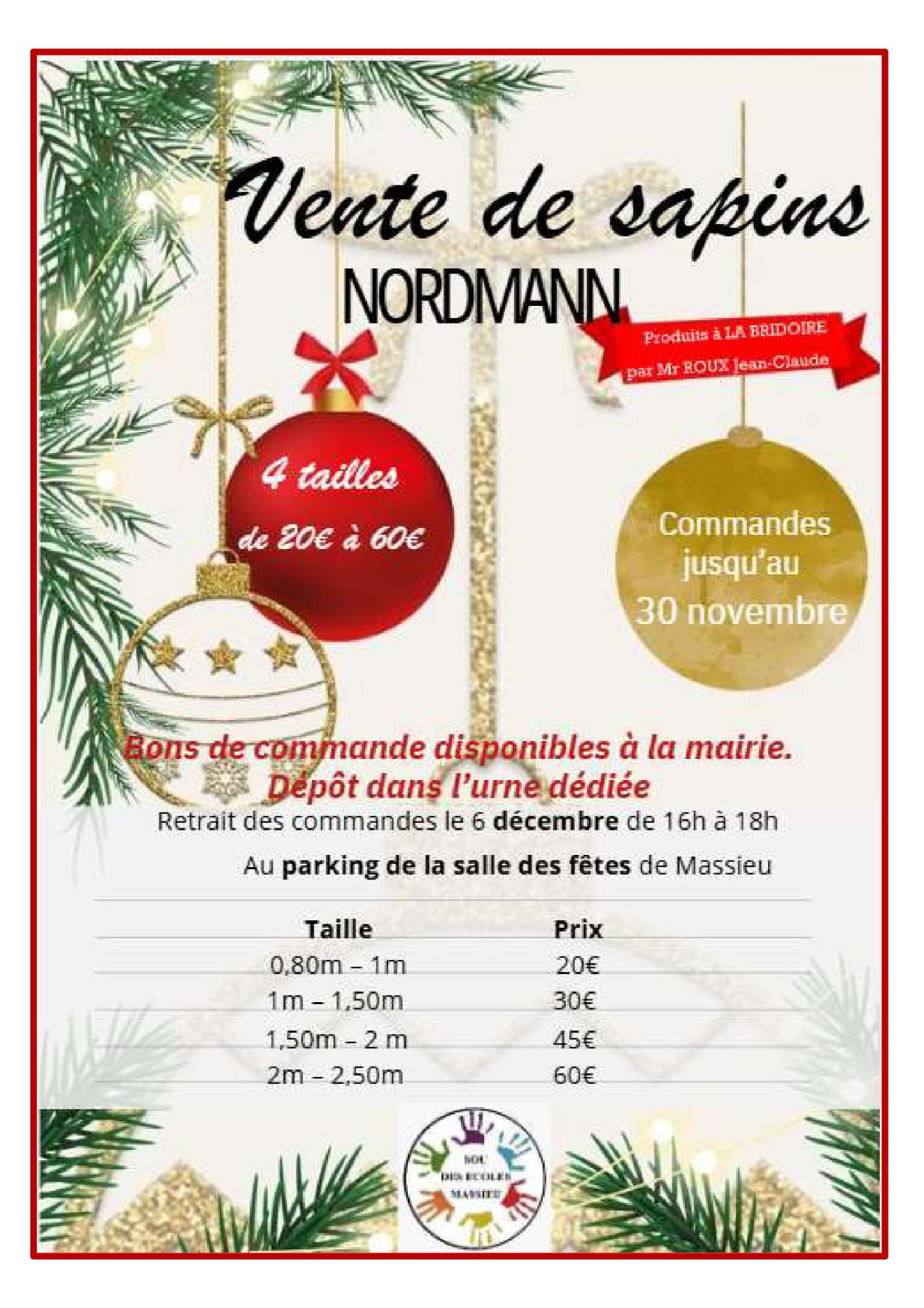 Affiche vente de sapins 6 decembre 2024 sou des ecoles